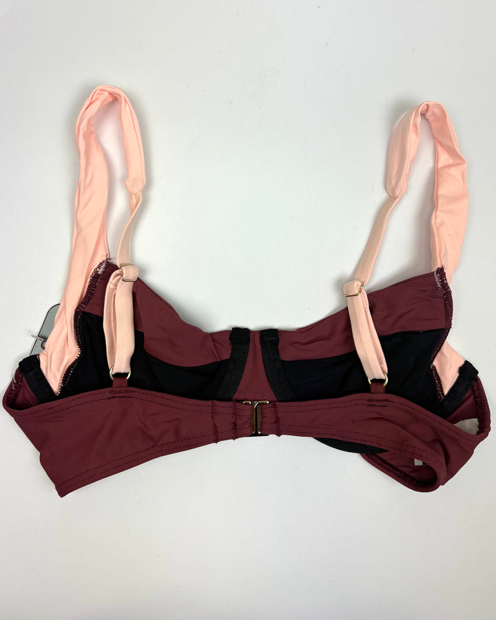 Black, Pink and Maroon Underwire Bikini Top - S & M