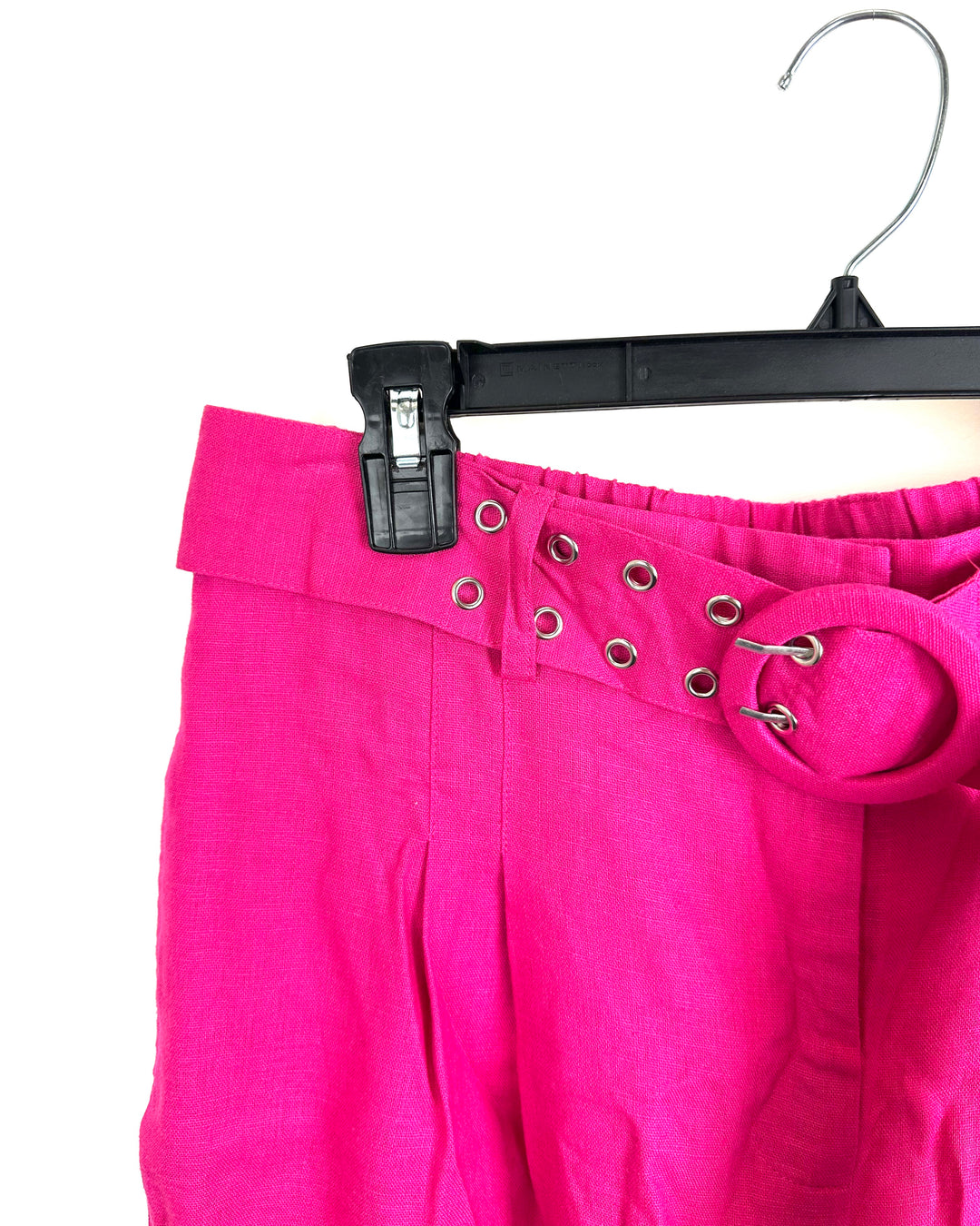 Hot Pink Belted Linen Pants - Size 6/8