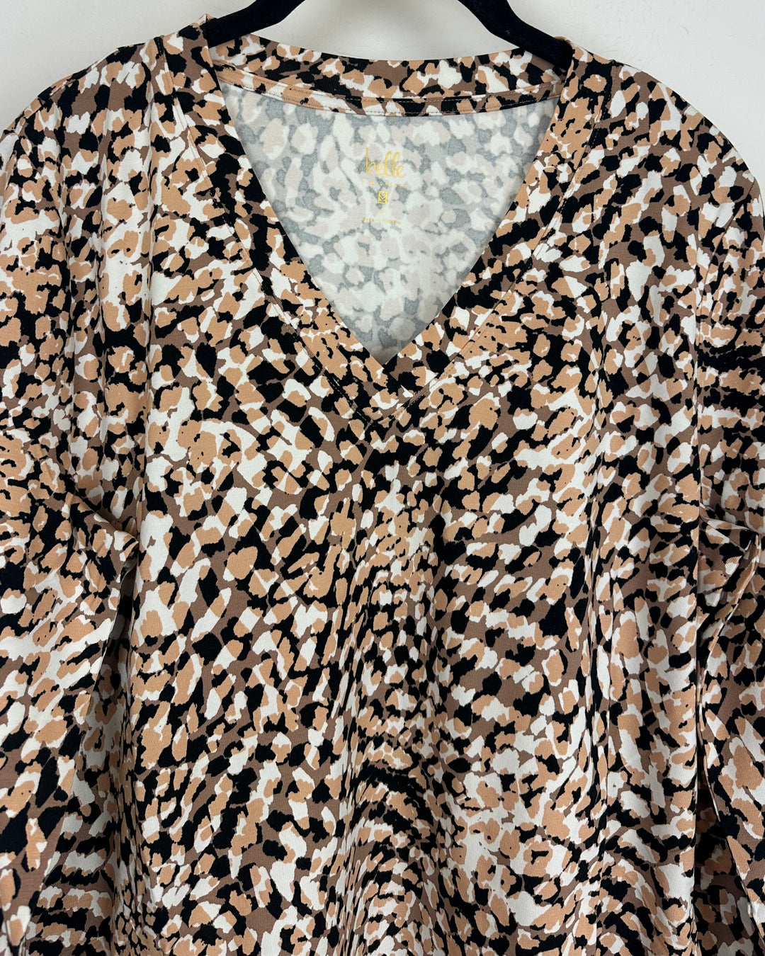 Tan & Black Lightweight Animal Print Top - Size 6/8