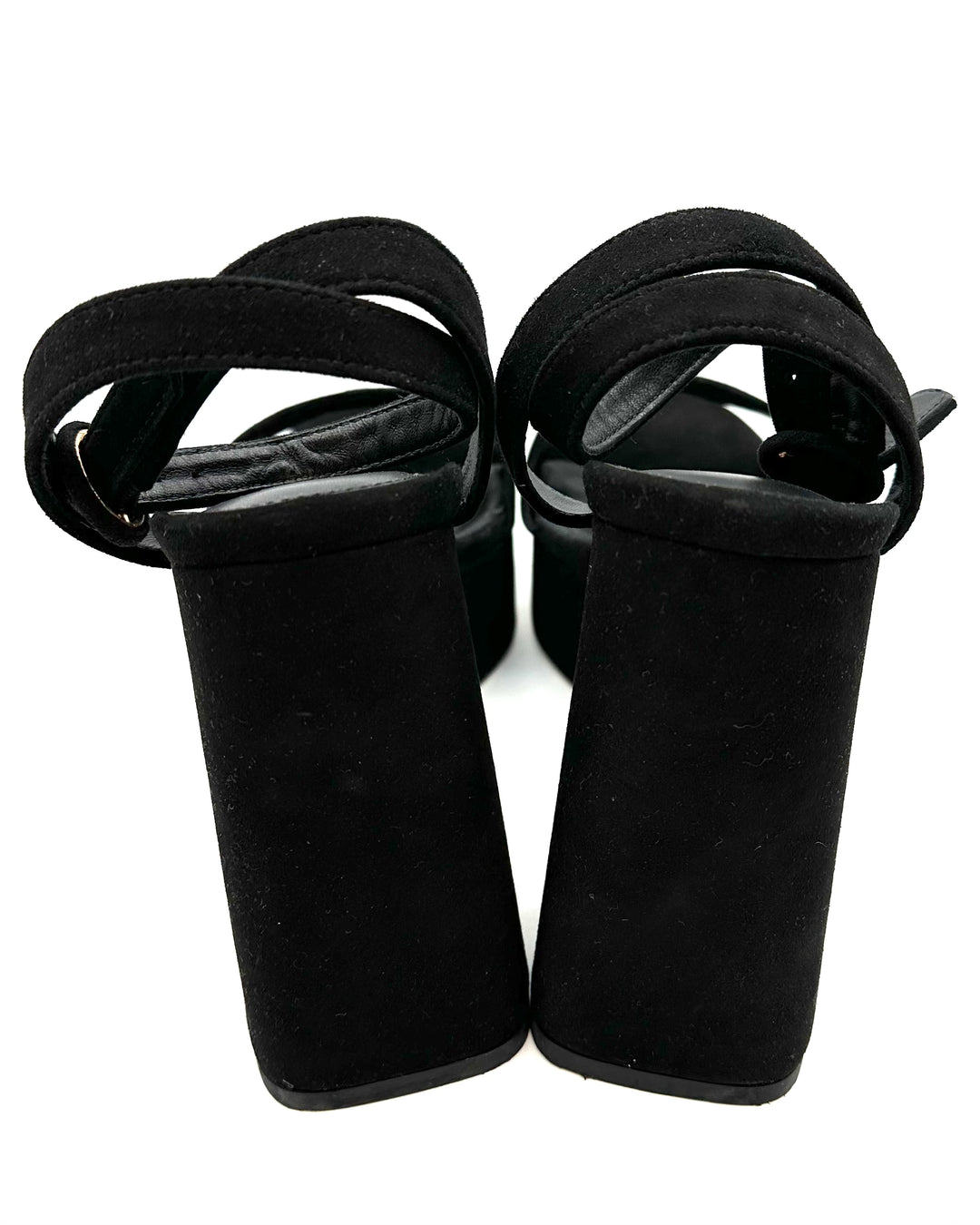 Black Suede Open Toe Heel - Size 7, 8, 8.5 and 11