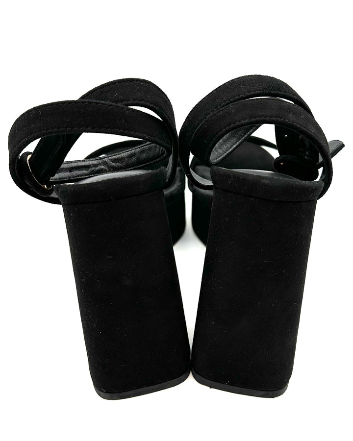 Black Suede Open Toe Heel - Size 7, 8, 8.5 and 11