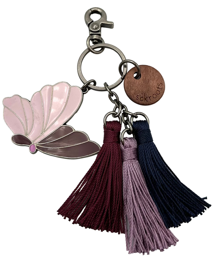Purple tassel and butterfly charm Keychain