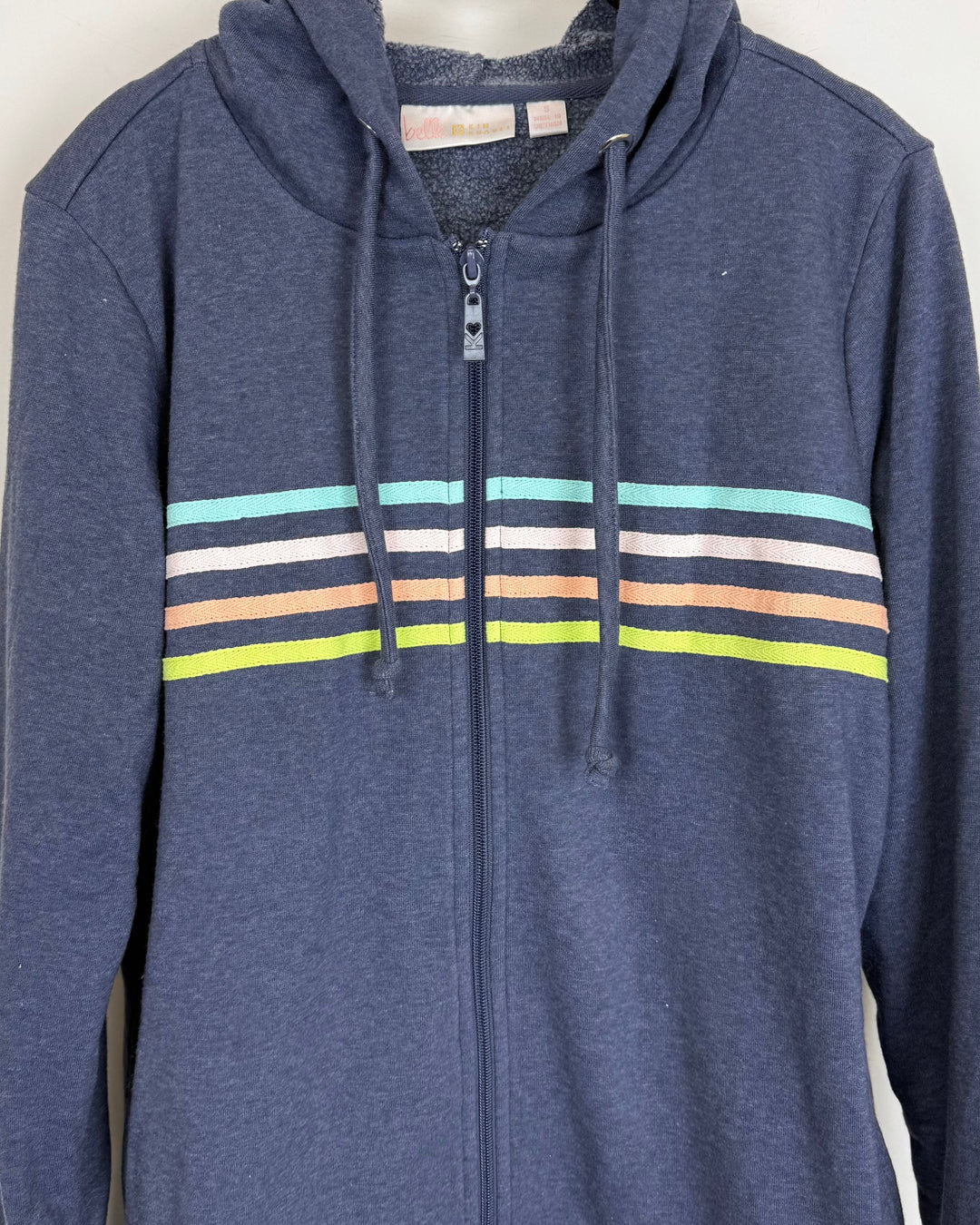 Navy Blue Striped Zip Up Jacket - Size 6/8