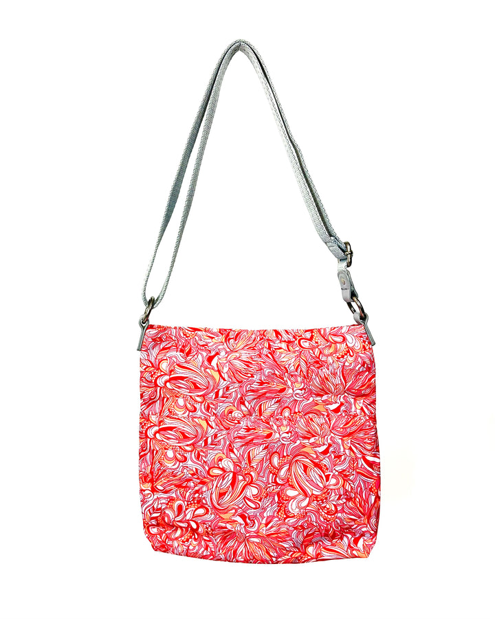 Multi-Pattern Crossbody Bag With Crochet Detail
