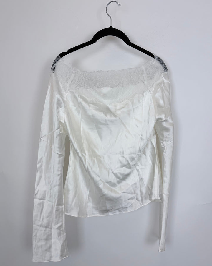 White Off The Shoulder Lace Top - Size 2/4
