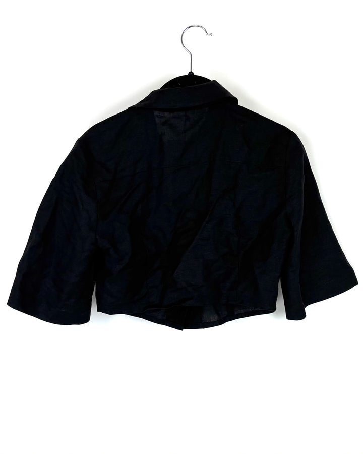 Sister Black Linen Crop Top - Extra Small