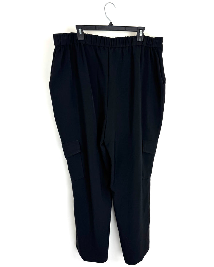 Black Wide Leg Cargo Trousers - 18W