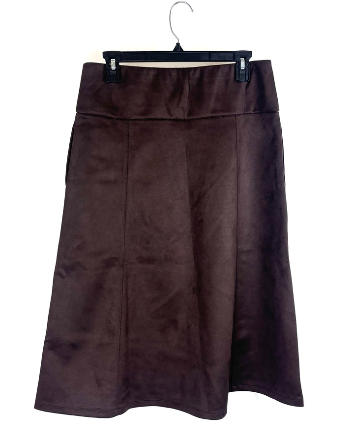 Brown Faux Suede Skirt- Size 6/8