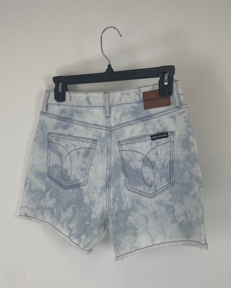 High Rise Tie Dye Side Split Jean Shorts - Size 28