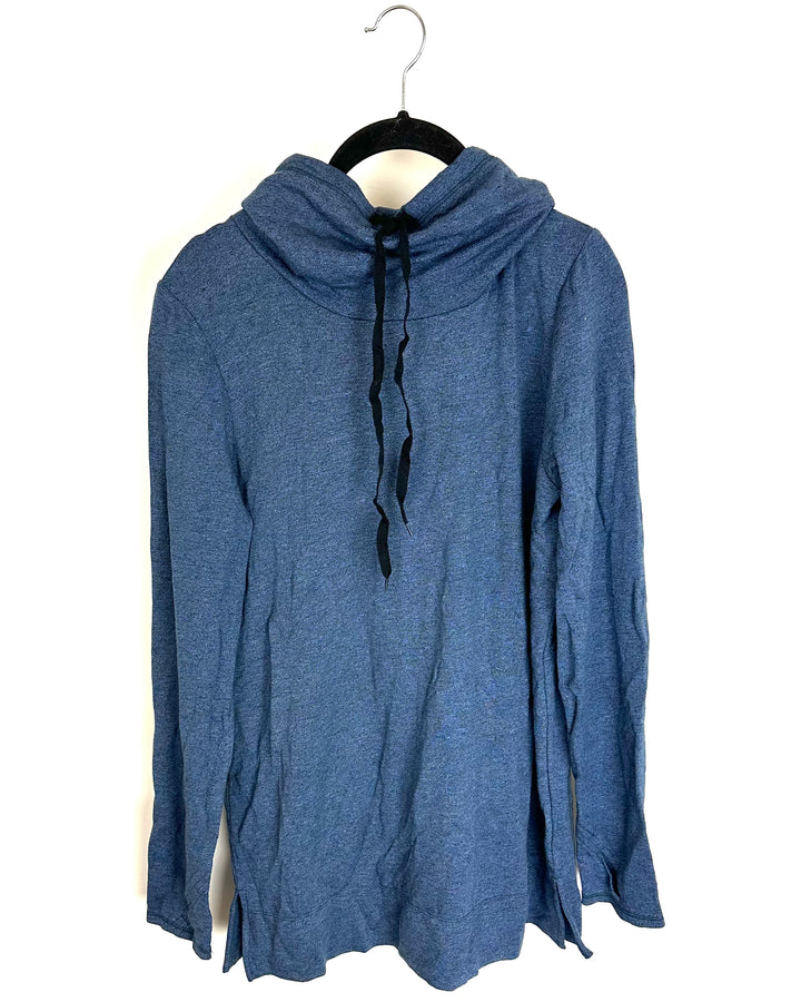 Heathered Blue and Black Cowl Neck Tunic Top - Size 4/6