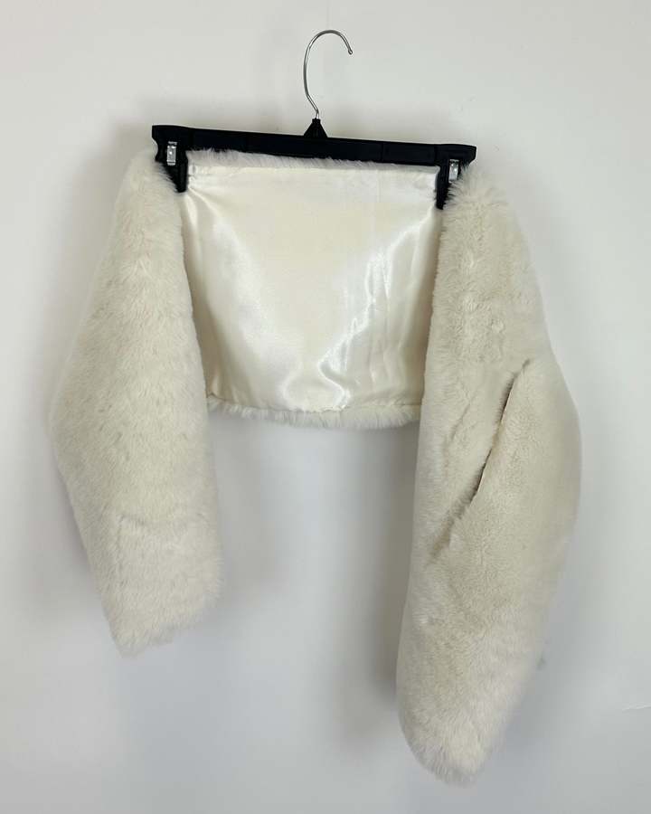 Cream Fuzzy Shawl - One Size Fits All