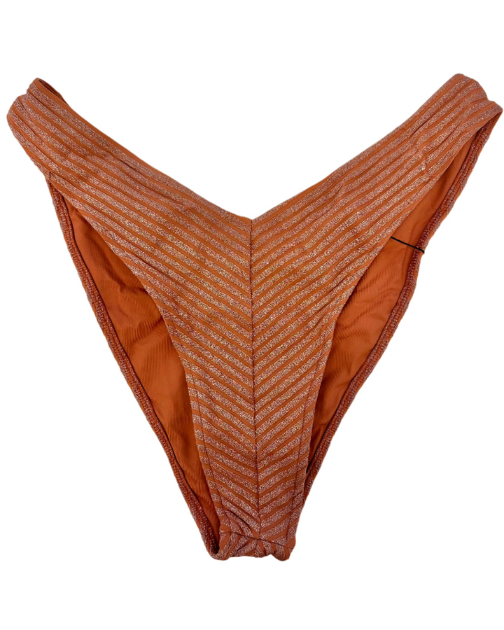 Metallic Brown High Cut And Cheeky Bikini Bottom - M, XL, XXL