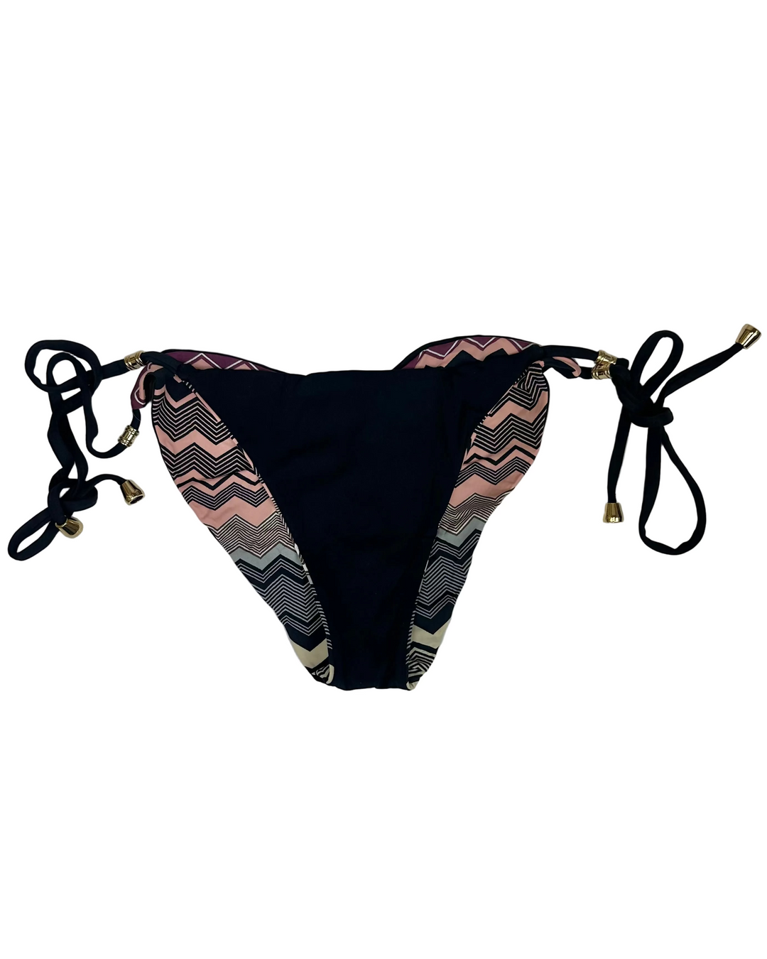 Reversible Black Chevron Tie Bikini Bottom - XS, S, XL
