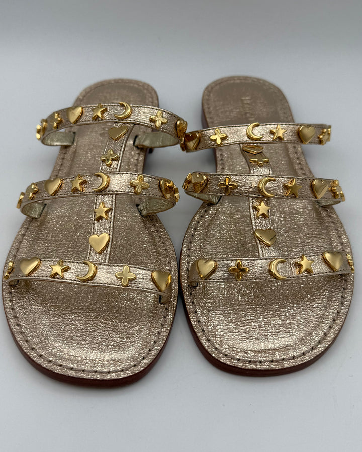 Metallic Gold Leather Sandals - Size 6.5