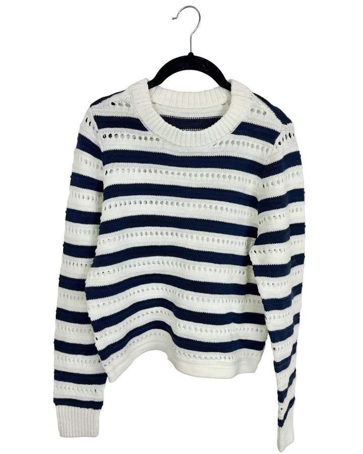 Navy Blue & White Knit Sweater - Size 4/6