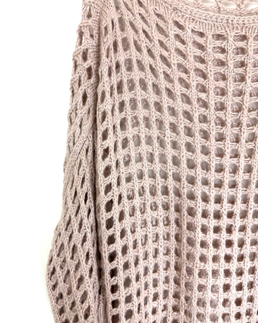 Brown Open Knit Cropped Sleeve Top - Size 10/12