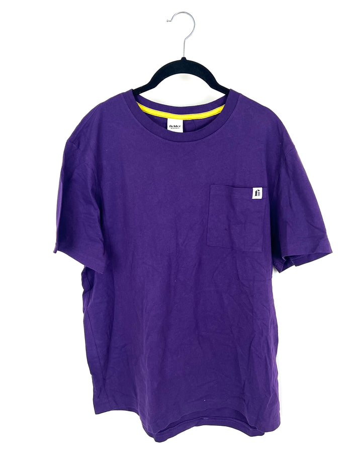 MENS Deep Purple Tee Shirt With Front Pocket - Medium