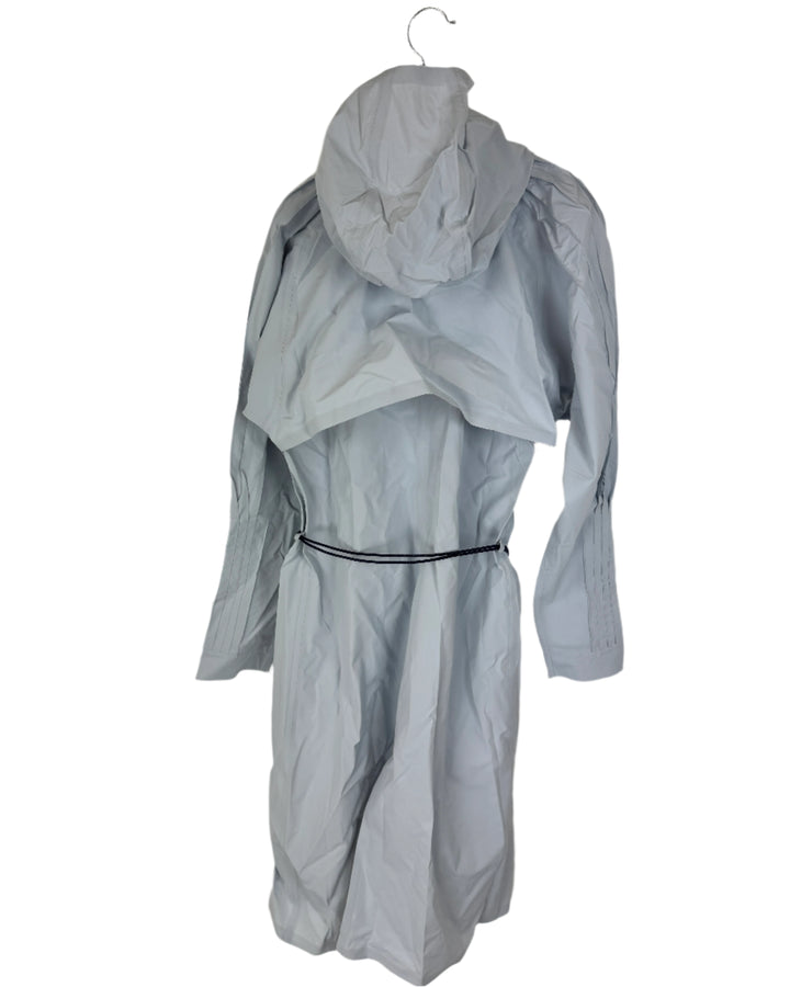 Light Blue Long Raincoat With Bungee Belt - Size 6