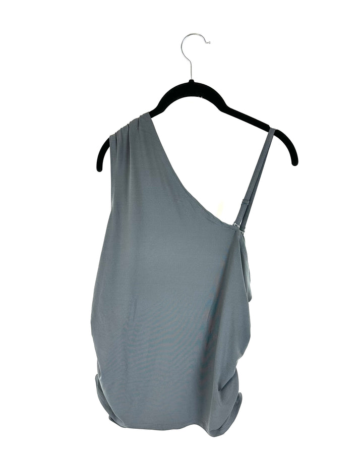 Gray Asymmetrical One Shoulder Top - Size 8/10 and 16/18
