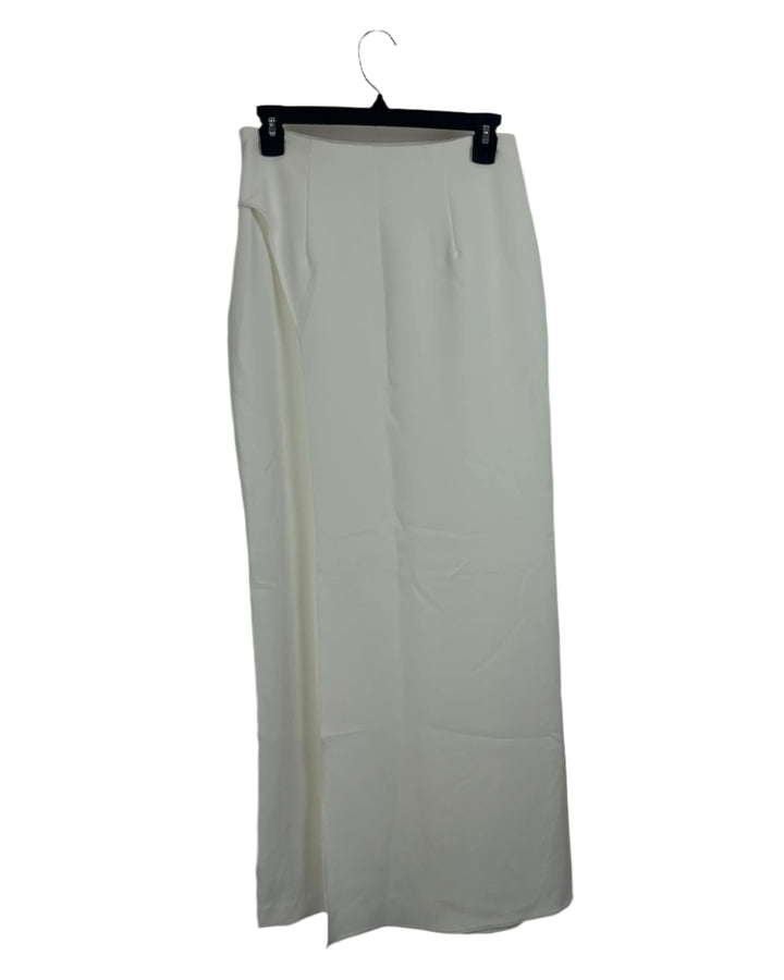 Halston Ivory Asymmetrical Long Skirt - Size 2