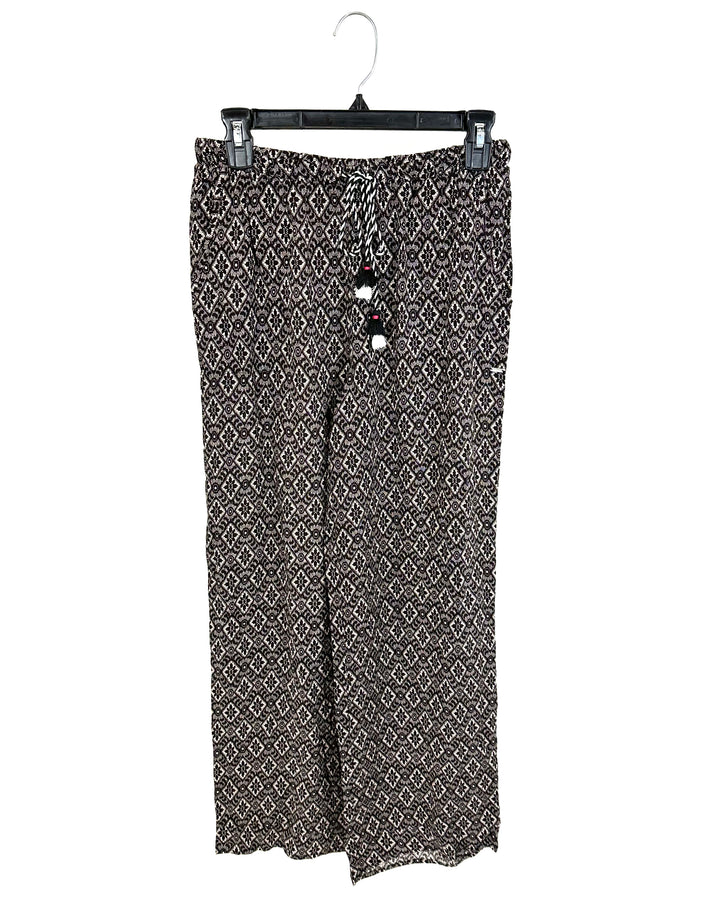 Black Floral Lace Print Pajama Bottoms - Size 4/6