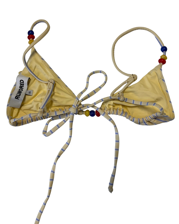 Yellow and blue striped bikini top - XS
