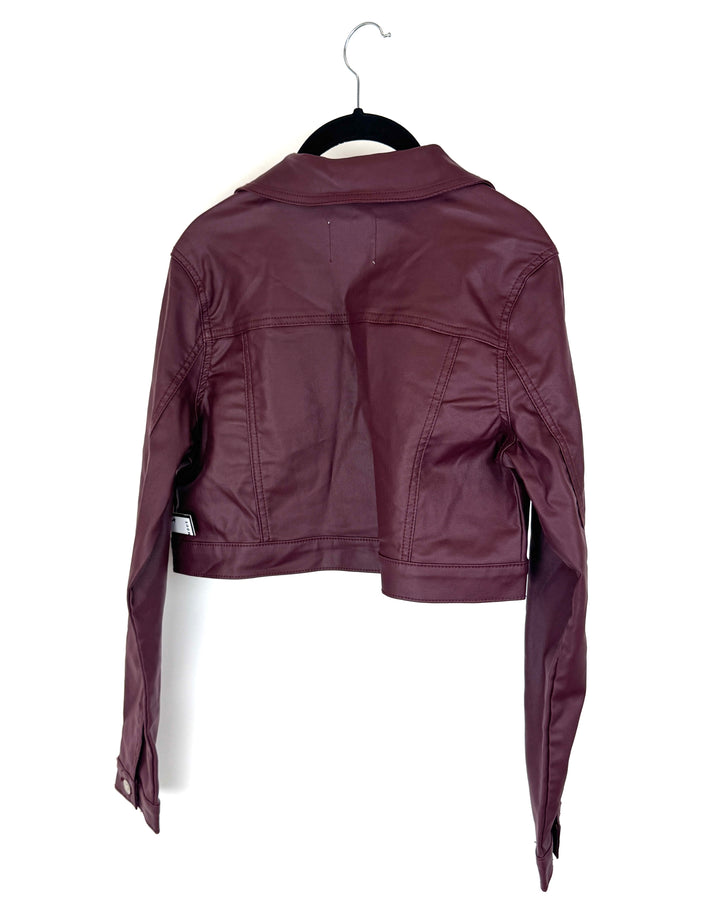Burgundy Cropped Jacket - Size 2/4