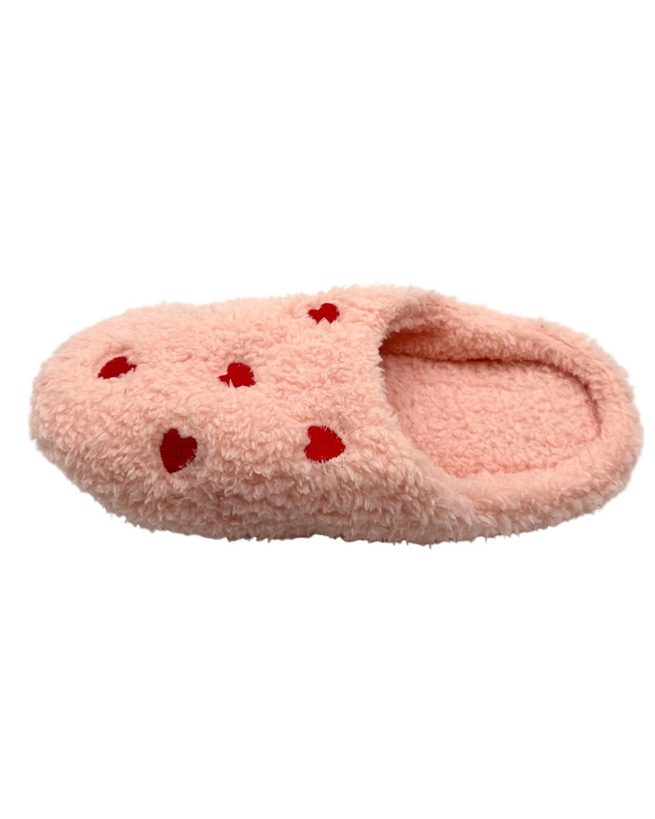 Baby Pink Heart Slippers - Size 8