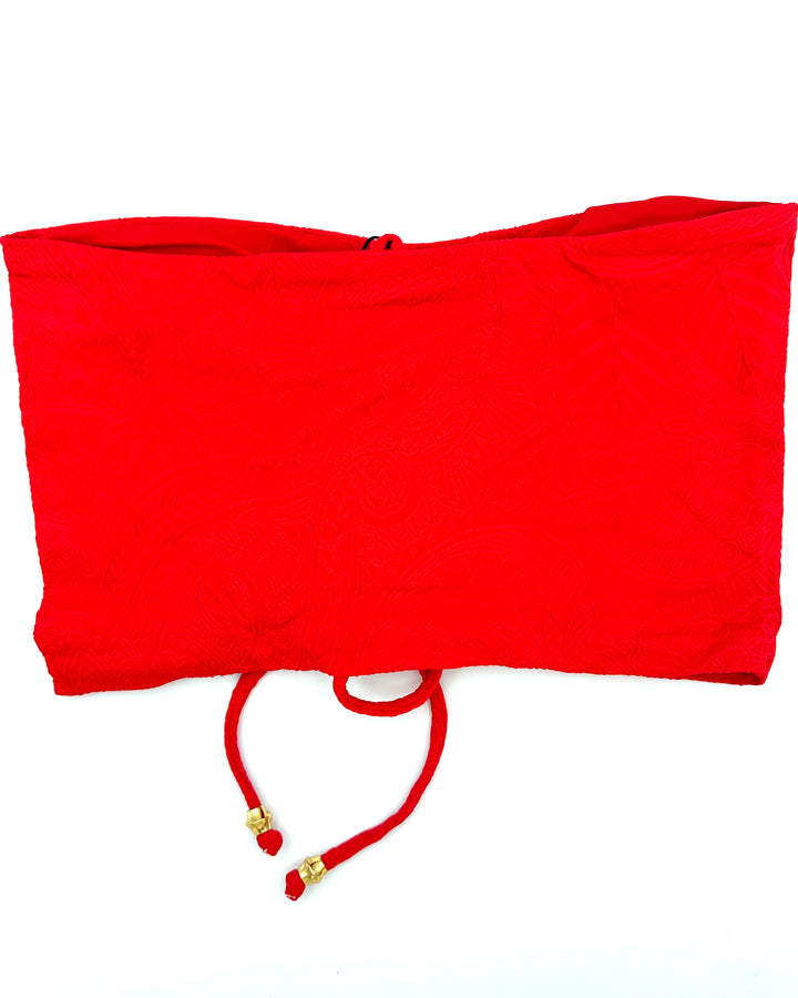 Red Embossed Bandeau Bikini Top -  XS, M, L, XL, XXL