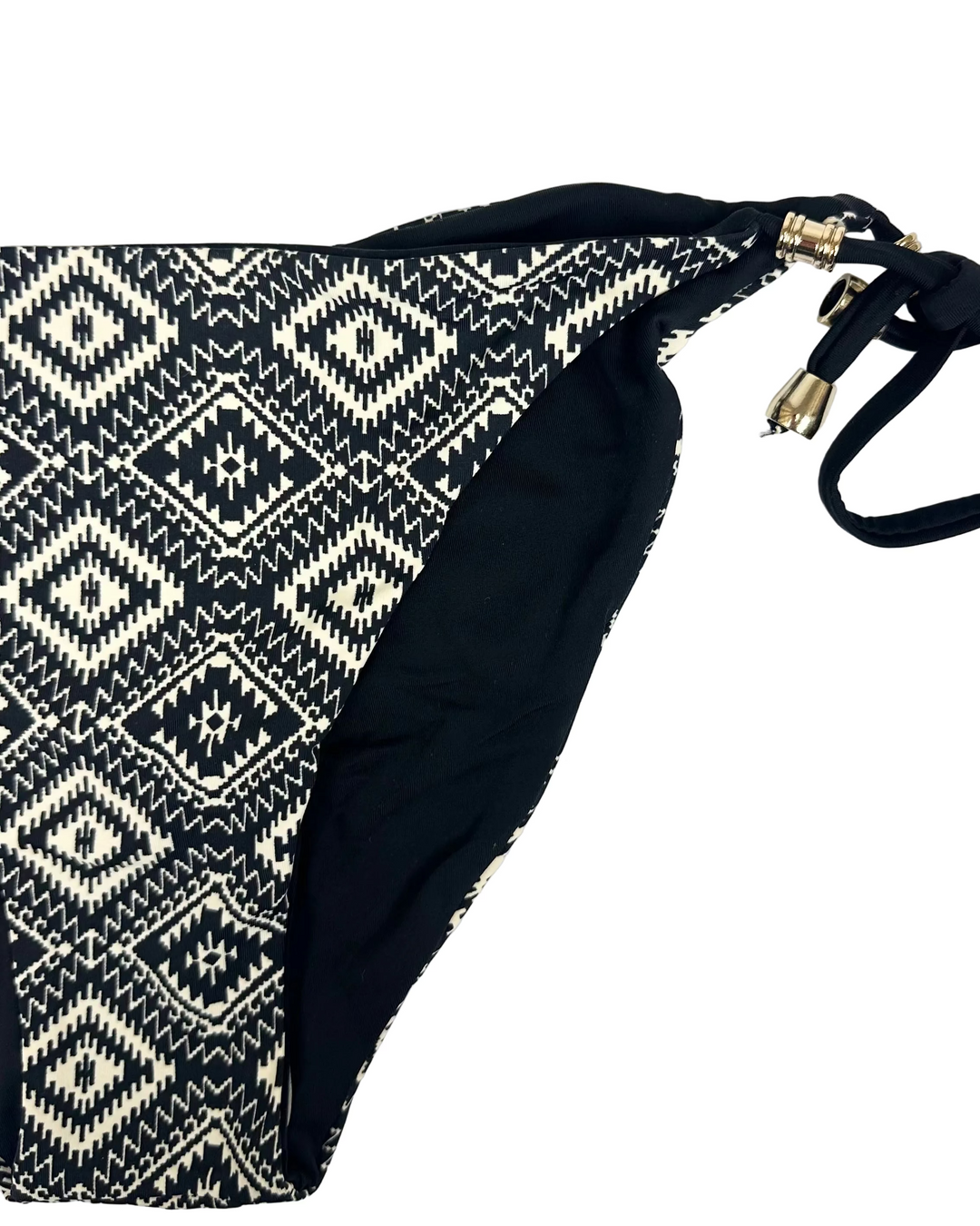 Black & Cream Printed Reversible Scrunch Bikini Bottom - XS, S, M