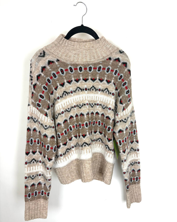 Cozy Winter Tan Patterned Sweater - Size 6/8