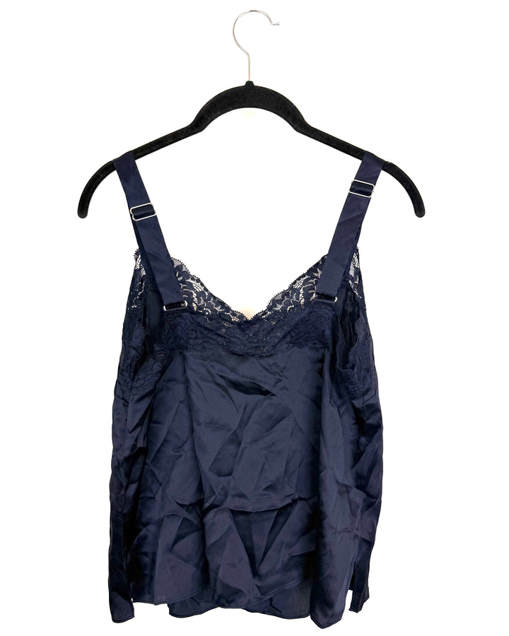 Evening Blue Silk Lace Top - Small and Large