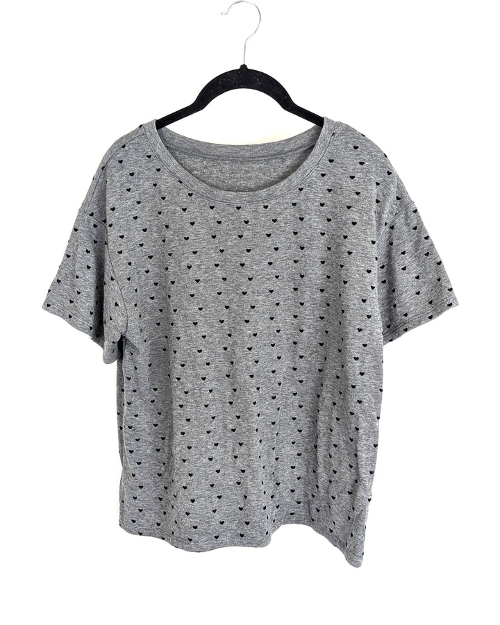 Mini Black Heart Gray T-Shirt - Small