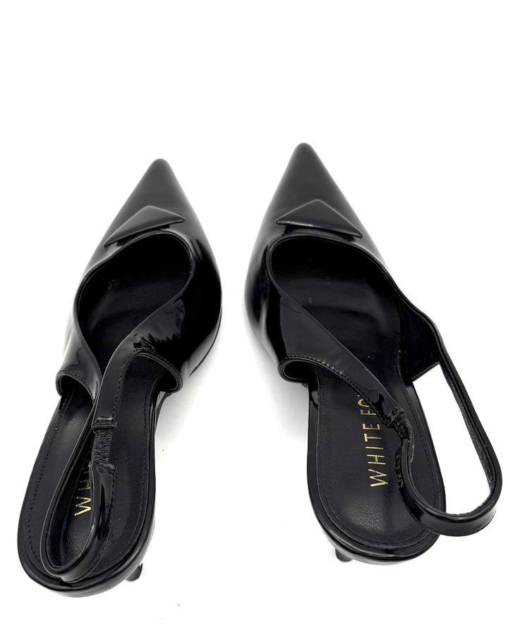 White Fox Slingback Heels - Size 8