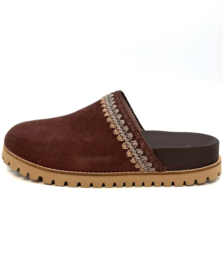 Espresso Brown Suede Clogs - Size 6, 7, 8, 9 and 11