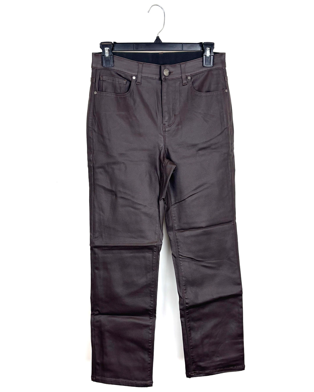 Dark Brown Faux Leather Pants - Size 0/2