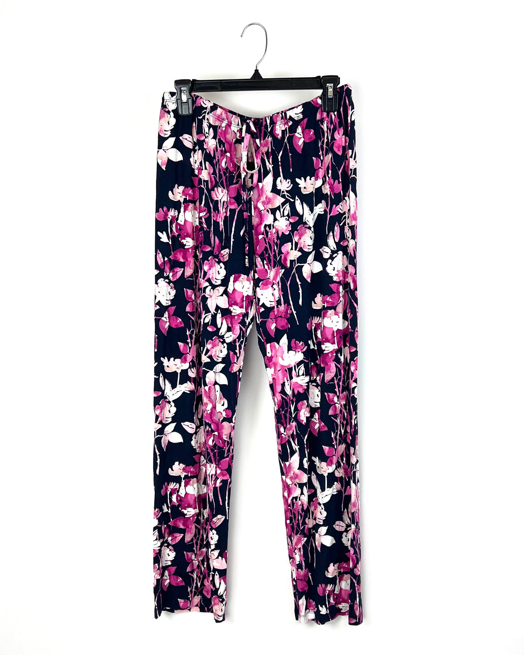 Navy Blue and Pink Floral Print Sleepwear Bottoms - Size 4-6