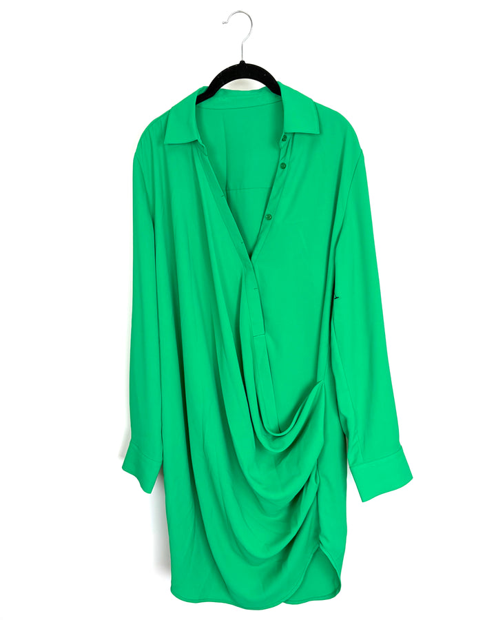 Bright Lime Green Button Down Flowy Top - Size 8/10