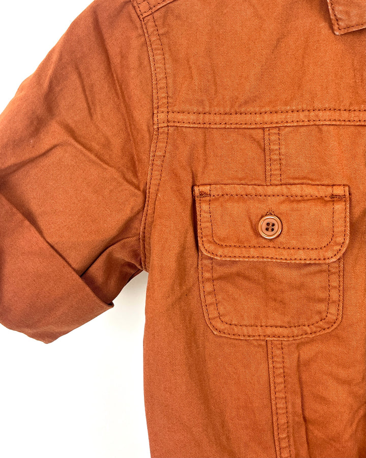 Russet Button-Up Romper With Belt - Size 2/4