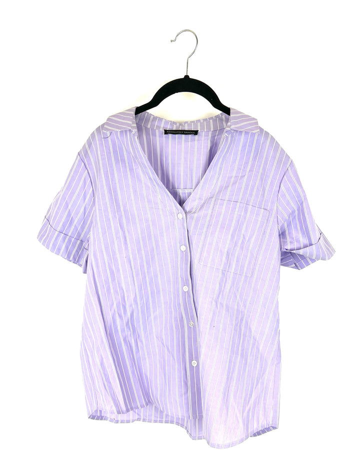 Purple Striped Button Down - Medium