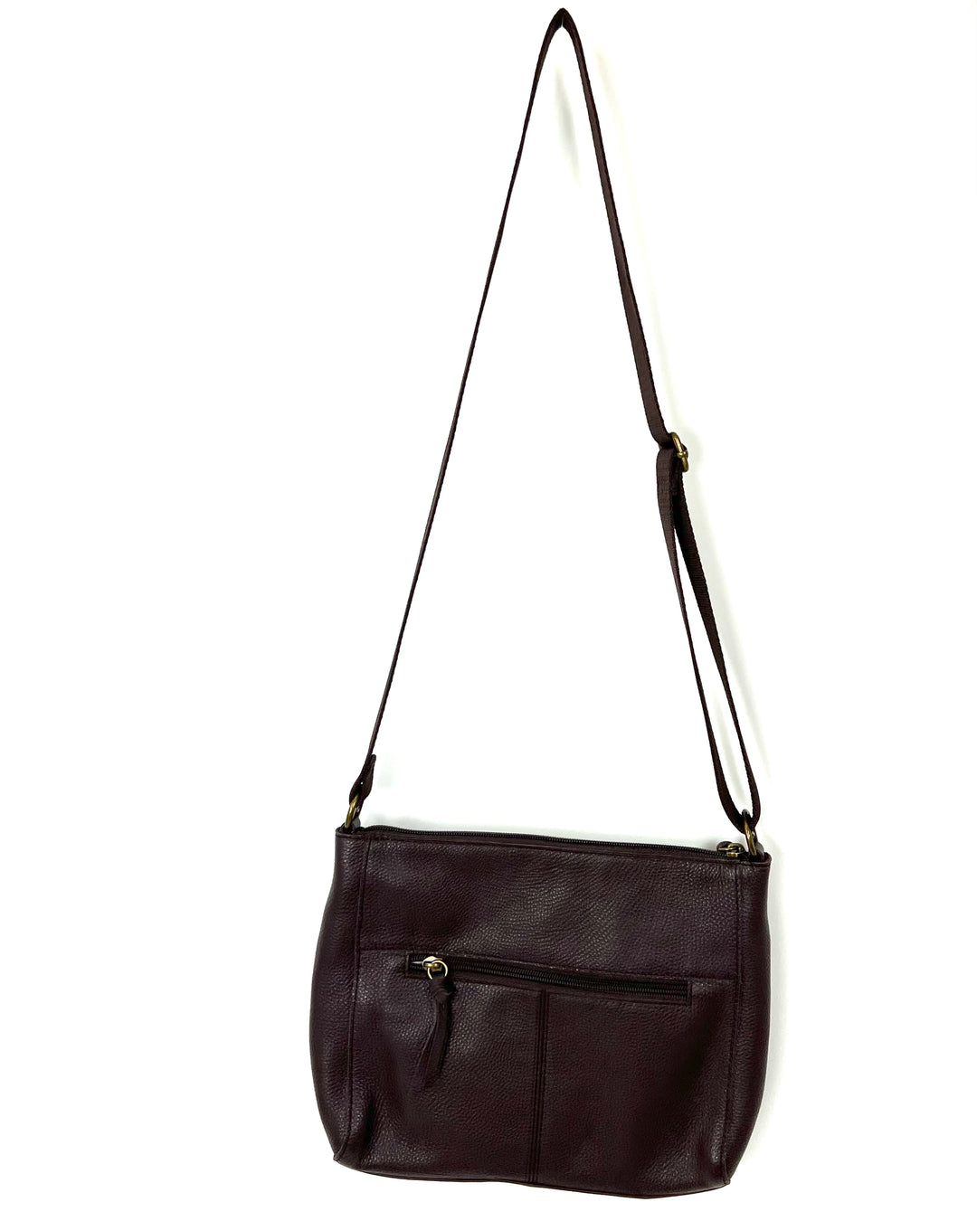 Brown Leather Shoulder Bag With Adjustable Strap