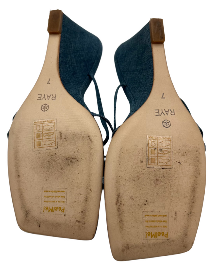 RAYE Denim Wedge Sandals - Size 7