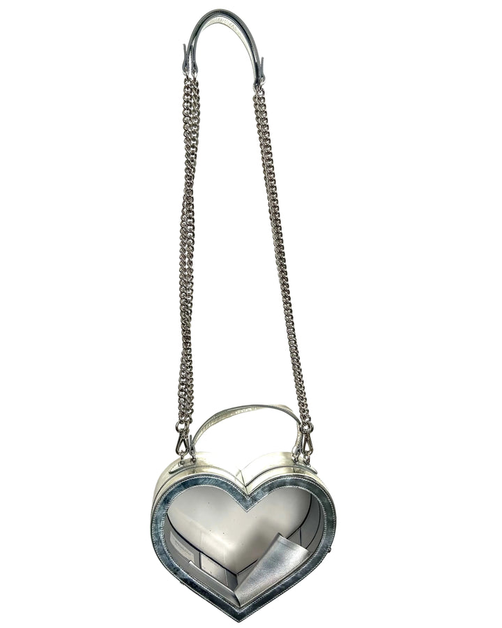 Metallic Silver and Clear Heart Bag