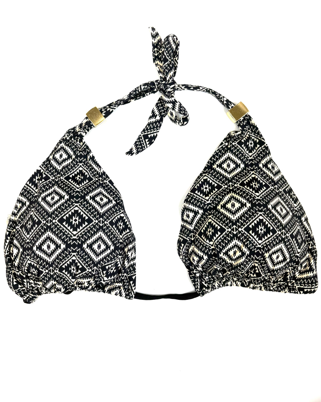 Black & Cream Printed String Multi Wear Bikini Top - XS and S