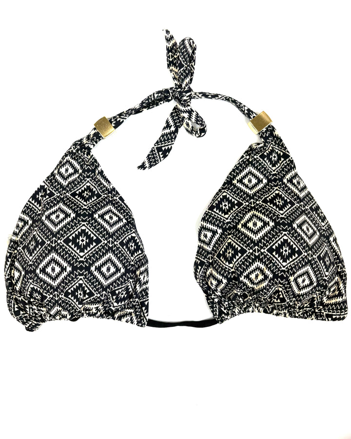 Black & Cream Printed String Multi Wear Bikini Top - XS and S