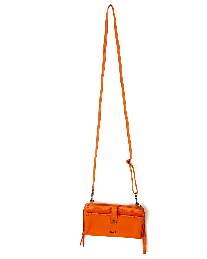 Orange Leather Crossbody Bag / Wristlet