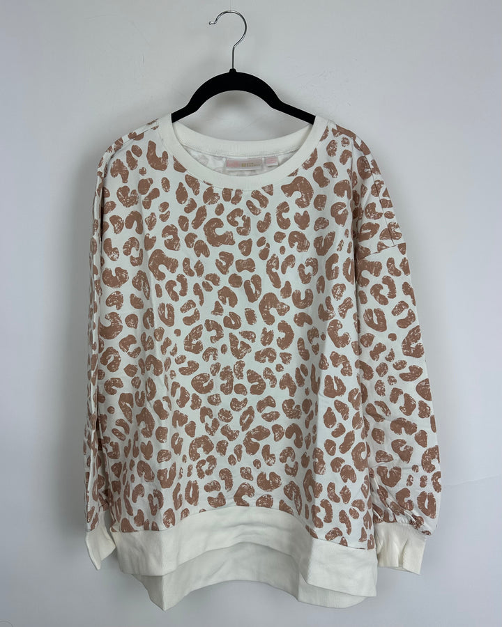 White Leopard Print Top - Size 6/8