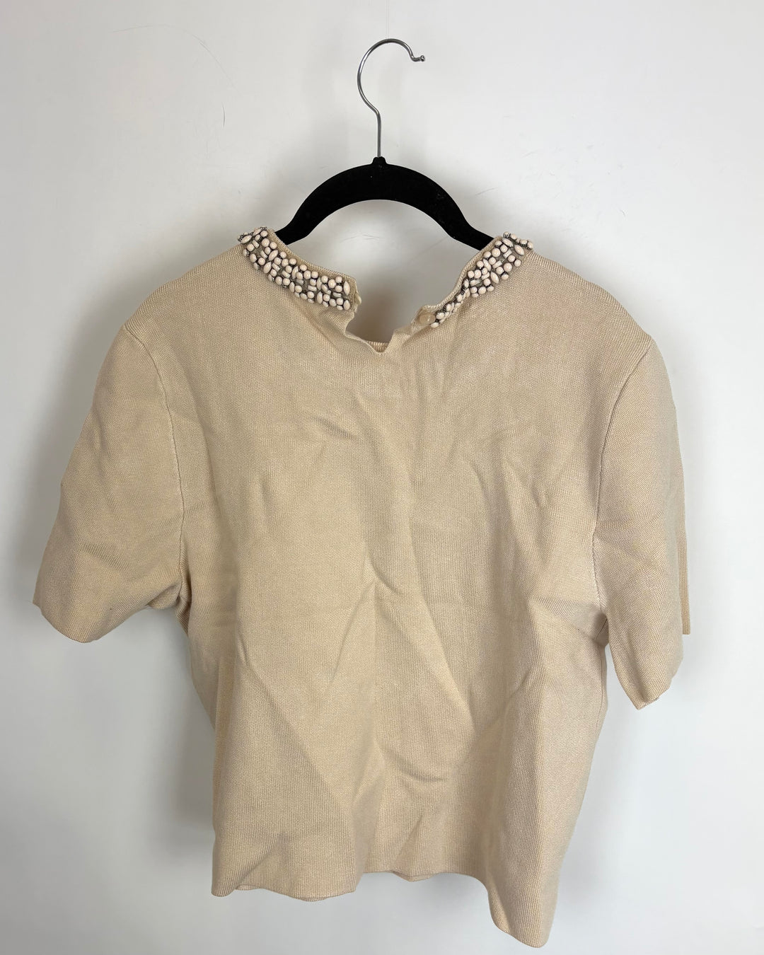 Beige Top With Beaded Neckline - Size 4/6