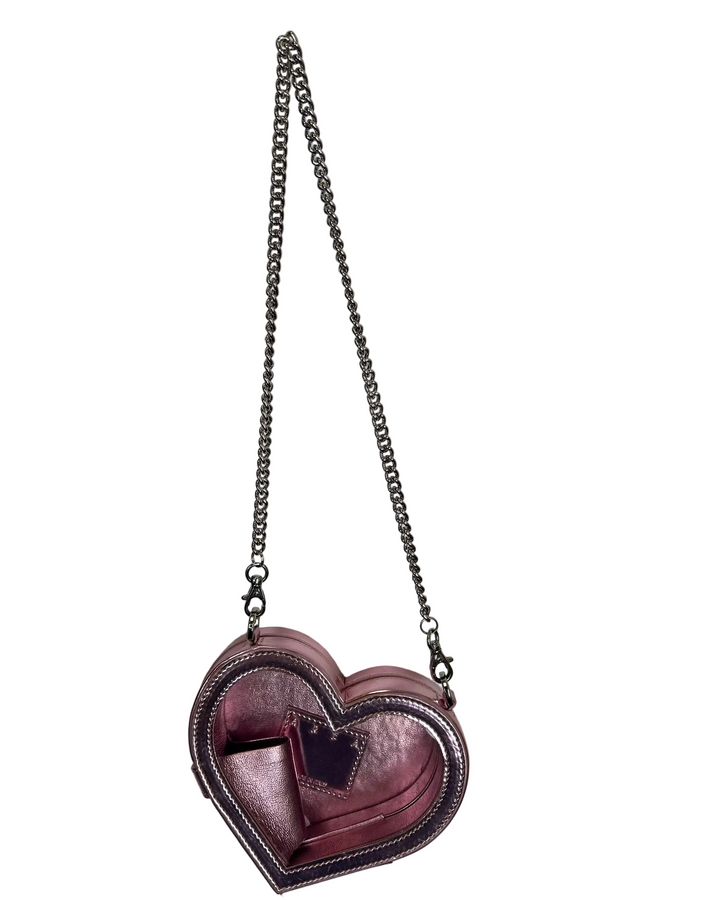 Light Metallic Pink and Clear Heart Mini Bag