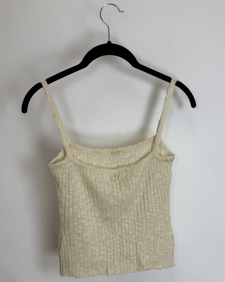 Cream Ribbed Tank Top - Size 0/2